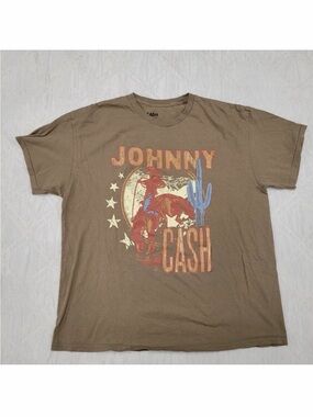Ash Brown Johnny Cash Graphic Tee with Desert Print